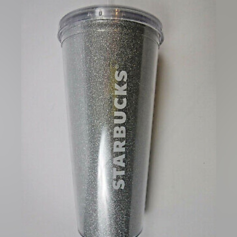 Starbucks 2018 Iced Coffee Venti SILVER GLITTER tumbler NO STRAW T11